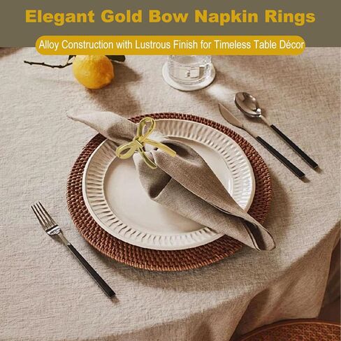 6Pcs Bow Napkin Rings Gold Elegant Ring Holders for Napkins Vintage Metal Holder Set for Bridal Dinner Wedding Party and Banquet Table Decorations in Saudi Arabia