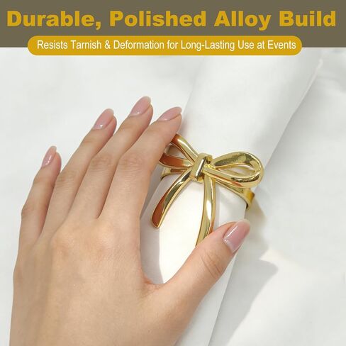 6Pcs Bow Napkin Rings Gold Elegant Ring Holders for Napkins Vintage Metal Holder Set for Bridal Dinner Wedding Party and Banquet Table Decorations in Saudi Arabia