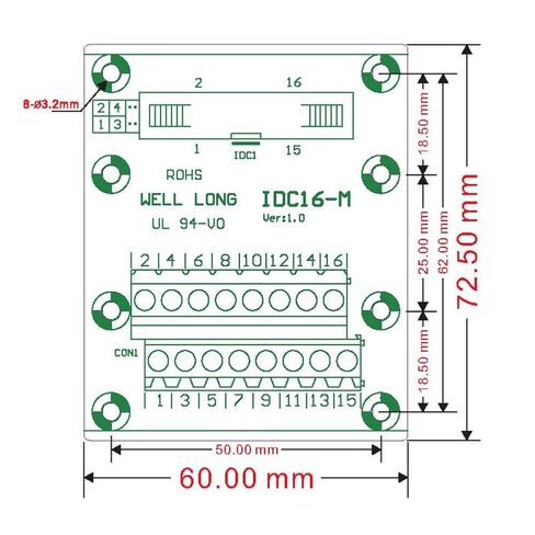 DIN Rail Mount IDC16 Male Header Breakout Board, Terminal Block, Connector in Saudi Arabia