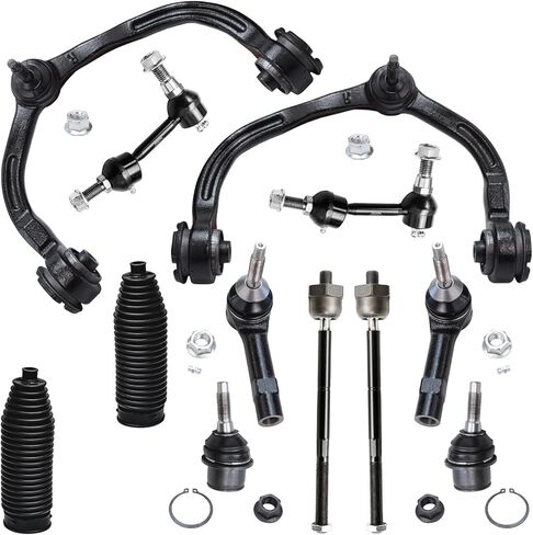 Detroit Axle - Urble End 12pc Kit For 2003-2011 Mercury Grand Marququis Ford Crown Victoria Town Car ، 2 Upper Control Arms 2 Lower Ball Combors 4 Tie Rods 2 Boots 2 Sway Bars Present in Kuwait