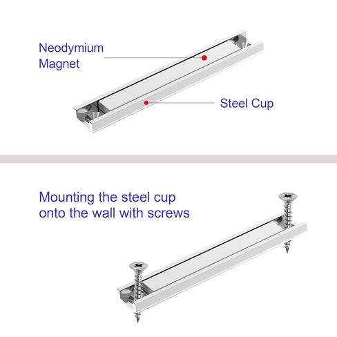 مغناطيس شريط النيوديميوم القوي N52 - 3.25 بوصة × 0.5 بوصة × 0.25 بوصة - 8 عبوات، مغناطيس قناة عالي التحمل 70 رطلًا مع براغي مطابقة، مغناطيسات أرضية نادرة مستطيلة مع فتحات للتركيب، المنزل، الأدوات، الخزانة in Kuwait