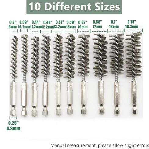 10 قطع من فرشاة الحفر للمثقاب، ملحقات مثقاب بفرشاة سلكية ملتوية من الفولاذ المقاوم للصدأ، فرش سلكية دائرية بشعيرات سداسية مقاس 1/4 بوصة، منظف أنابيب الأنبوب للصدأ in Kuwait