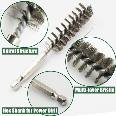 10 قطع من فرشاة الحفر للمثقاب، ملحقات مثقاب بفرشاة سلكية ملتوية من الفولاذ المقاوم للصدأ، فرش سلكية دائرية بشعيرات سداسية مقاس 1/4 بوصة، منظف أنابيب الأنبوب للصدأ in Kuwait