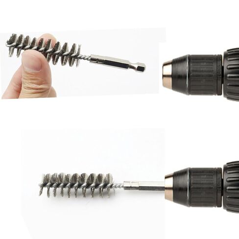 10 قطع من فرشاة الحفر للمثقاب، ملحقات مثقاب بفرشاة سلكية ملتوية من الفولاذ المقاوم للصدأ، فرش سلكية دائرية بشعيرات سداسية مقاس 1/4 بوصة، منظف أنابيب الأنبوب للصدأ in Kuwait