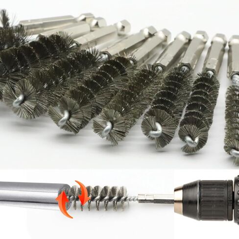 10 قطع من فرشاة الحفر للمثقاب، ملحقات مثقاب بفرشاة سلكية ملتوية من الفولاذ المقاوم للصدأ، فرش سلكية دائرية بشعيرات سداسية مقاس 1/4 بوصة، منظف أنابيب الأنبوب للصدأ in Kuwait