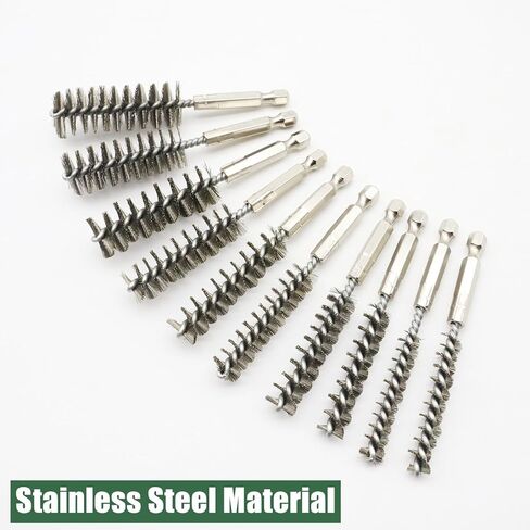 10 قطع من فرشاة الحفر للمثقاب، ملحقات مثقاب بفرشاة سلكية ملتوية من الفولاذ المقاوم للصدأ، فرش سلكية دائرية بشعيرات سداسية مقاس 1/4 بوصة، منظف أنابيب الأنبوب للصدأ in Kuwait