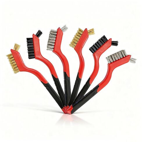 Set of 3 Kitchen Wire Brushes with Stainless Steel/Brass/Nylon bristles for Removing Paint and Stains - Perfect for Metal, Welding, Kitchen and Workshop Cleaning in Saudi Arabia
