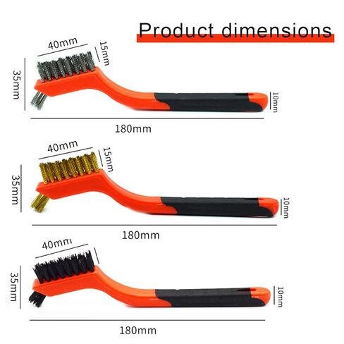 Set of 3 Kitchen Wire Brushes with Stainless Steel/Brass/Nylon bristles for Removing Paint and Stains - Perfect for Metal, Welding, Kitchen and Workshop Cleaning in Saudi Arabia