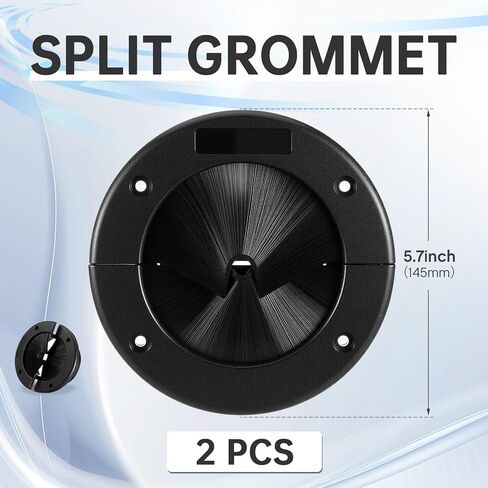 4 Inch Round Brush Grommet 2 Pack, Large Split Floor Cable Grommet for Raised Floor Airflow Management, Slotted Wire Organizer for Desk, Wall, Office and Data Center in Saudi Arabia