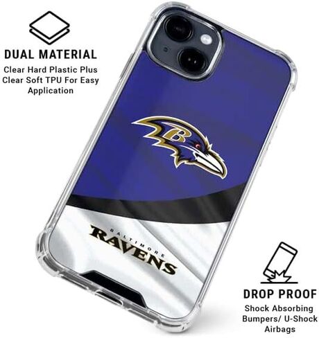 حافظة هاتف Skinit الشفافة متوافقة مع iPhone 15 - تصميم مرخص رسميًا من NFL Baltimore Ravens in Saudi Arabia