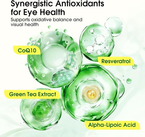 37 في 1 فيتامينات للعين مع مكمل اللوتين والزياكسانثين - مكمل للعين مع مرافق الإنزيم Q10 وأوميغا 3 والمعادن لدعم صحة العين للبالغين وكبار السن، مكمل للرؤية اليومية، 120 كبسولة هلامية سوداء in Kuwait
