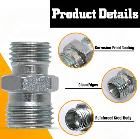 2PCS M14 to M16 Hydraulic Adapter Fittings for Mini Excavator, Oil Hose Connector, Carbon Steel Hydraulic Thread Converter, fit for Hydraulic Thumb Clip and Auxiliary Attachments in Saudi Arabia