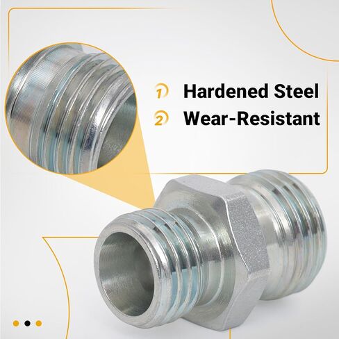 2PCS M14 to M16 Hydraulic Adapter Fittings for Mini Excavator, Oil Hose Connector, Carbon Steel Hydraulic Thread Converter, fit for Hydraulic Thumb Clip and Auxiliary Attachments in Saudi Arabia