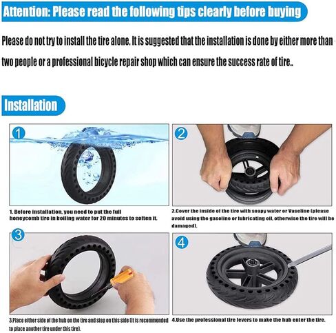 Electric Scooter Tires 8.5x2.0, 8.5 Inch Scooter Tire Solid for Smooth Ride, Scooter Rubber Explosion-Proof Front Or Rear Replacement Tubeless Solid Tire Compatible with Xiaomi M365 Scooter, 2 Pcs in Saudi Arabia