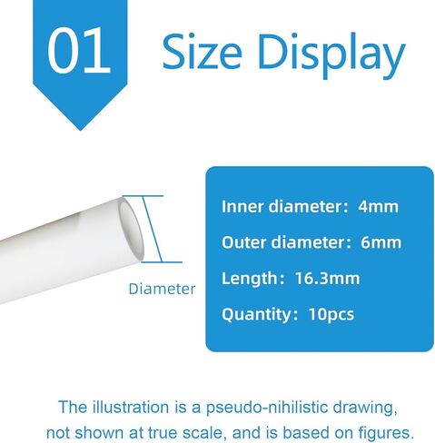 Alumina Ceramic Tube 4mm ID Pack of 10 Multiple Sizes(OD6mm Length16.3mm) in Saudi Arabia