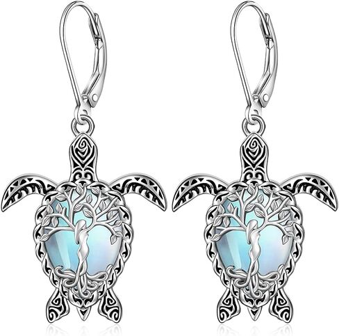 Sea Turtle Earrings Abalone Shell Turtle Earrings for Women Sterling Silver Turtles Leverback Drop Dangle Retro Hawaiian Jewelry in Kuwait