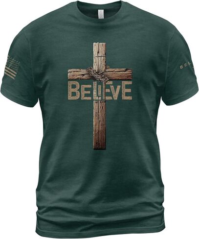 Believe Shirt, Jesus Shirts for Men, Christian Shirts for Men, Cross Shirt, Christian Tshirts 2 in Kuwait