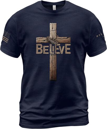 Believe Shirt, Jesus Shirts for Men, Christian Shirts for Men, Cross Shirt, Christian Tshirts 2 in Kuwait