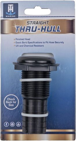 T-H Marine Thru-Hull Fitting - Straight 1-1/8 Inch Hose Barb, Black - UV Stabilized Molded Virgin Material for Consistent Fit - Secure Hose Connection for Livewell and Bilge Plumbing in Saudi Arabia