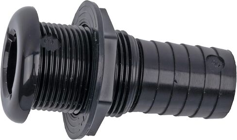T-H Marine Thru-Hull Fitting - Straight 1-1/8 Inch Hose Barb, Black - UV Stabilized Molded Virgin Material for Consistent Fit - Secure Hose Connection for Livewell and Bilge Plumbing in Saudi Arabia
