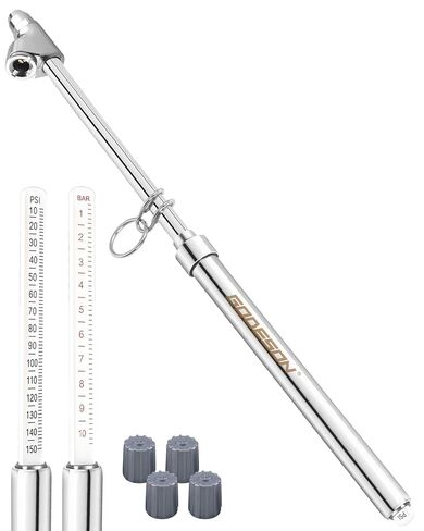 GODESON Heavy Duty Tire Pressure Gauge- 10-150PSI, Accurate Truck Air Gauge for Car, Semi, Motorcycle，Portable Tire Pressure Checker with Zinc Alloy Head and Stainless Steel Body Easy to use in Saudi Arabia