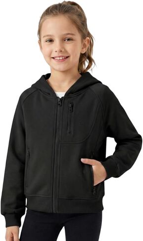 WELAKEN Girls Lightweight Outdoor Jacket – Hooded Zip-Up Sporty Jacket with Multiple Zippered Pockets in Saudi Arabia