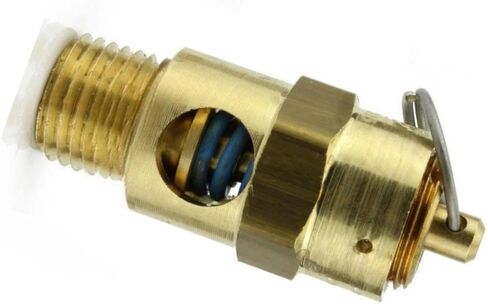 25025 صمام تخفيف ضغط الهواء - لخزانات ضاغط الهواء كونرادر والأنظمة الهوائية - أمان ضغط الخزان - 1/4 بوصة NPT 25 PSI 31 SCFM طول الصمام: 1-3/4 بوصة نحاس صلب in Kuwait