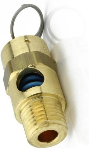 25025 صمام تخفيف ضغط الهواء - لخزانات ضاغط الهواء كونرادر والأنظمة الهوائية - أمان ضغط الخزان - 1/4 بوصة NPT 25 PSI 31 SCFM طول الصمام: 1-3/4 بوصة نحاس صلب in Kuwait