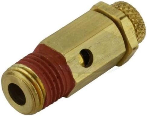 NC25-001 صمام منبثق قابل للتعديل لضاغط الهواء - لأدوات الهواء وقطع غيار ضواغط الهواء - صمام تخفيف ضغط الضاغط - 25-50 رطل لكل بوصة مربعة 1/4 بوصة ارتفاع MNPT 1-5/8 بوصة الوزن 1.5 أونصة من النحاس الصلب in Kuwait