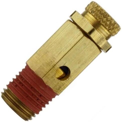 NC25-001 صمام منبثق قابل للتعديل لضاغط الهواء - لأدوات الهواء وقطع غيار ضواغط الهواء - صمام تخفيف ضغط الضاغط - 25-50 رطل لكل بوصة مربعة 1/4 بوصة ارتفاع MNPT 1-5/8 بوصة الوزن 1.5 أونصة من النحاس الصلب in Kuwait