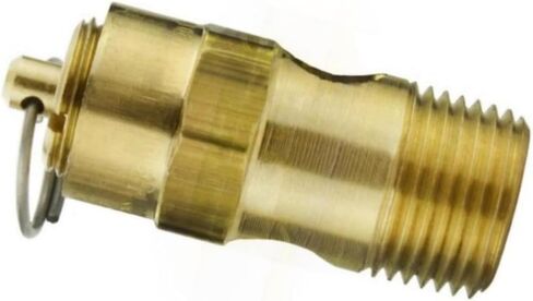 250-38-75 Air Compressor Safety Relief Valve - for Conrader Air Compressor Storage Tanks - Safety Relief Pop Off Valve - 75 PSI 3/8" Male NPT 71 SCFM Valve Length: 1-3/4" Gold Solid Brass in Saudi Arabia