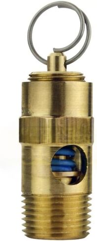 250-38-75 Air Compressor Safety Relief Valve - for Conrader Air Compressor Storage Tanks - Safety Relief Pop Off Valve - 75 PSI 3/8" Male NPT 71 SCFM Valve Length: 1-3/4" Gold Solid Brass in Saudi Arabia