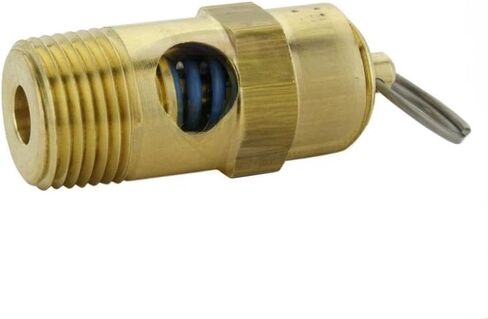 250-38-75 Air Compressor Safety Relief Valve - for Conrader Air Compressor Storage Tanks - Safety Relief Pop Off Valve - 75 PSI 3/8" Male NPT 71 SCFM Valve Length: 1-3/4" Gold Solid Brass in Saudi Arabia