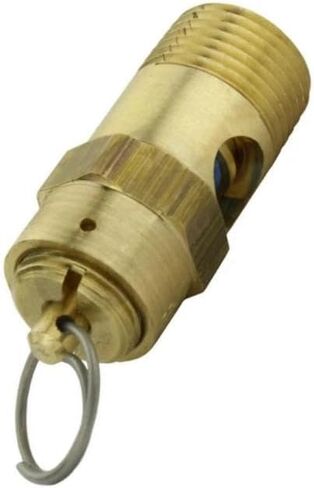 250-38-75 Air Compressor Safety Relief Valve - for Conrader Air Compressor Storage Tanks - Safety Relief Pop Off Valve - 75 PSI 3/8" Male NPT 71 SCFM Valve Length: 1-3/4" Gold Solid Brass in Saudi Arabia