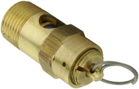 250-38-75 Air Compressor Safety Relief Valve - for Conrader Air Compressor Storage Tanks - Safety Relief Pop Off Valve - 75 PSI 3/8" Male NPT 71 SCFM Valve Length: 1-3/4" Gold Solid Brass in Saudi Arabia