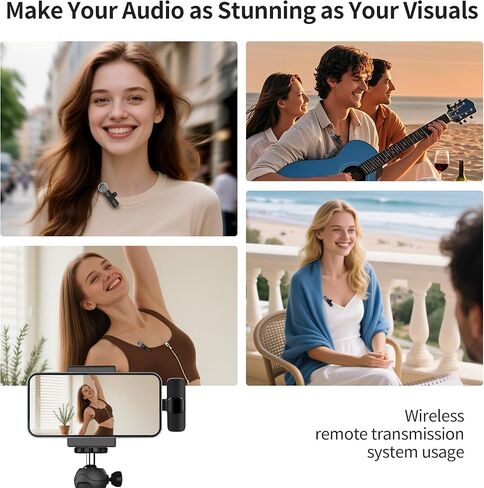 Wireless Microphone for iPhone iPad and Android Phone, 2 Pack Wireless Lavalier Lapel Mic with Noise Reduction, Plug and Play Mini Microphone for Video Recording Interview Podcast YouTube TikTok Vlog in Saudi Arabia