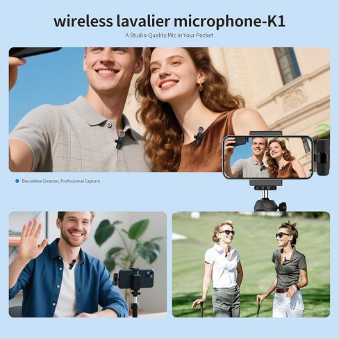 Wireless Microphone for iPhone iPad and Android Phone, 2 Pack Wireless Lavalier Lapel Mic with Noise Reduction, Plug and Play Mini Microphone for Video Recording Interview Podcast YouTube TikTok Vlog in Saudi Arabia