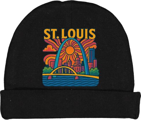 inktastic St. Louis Skyline Retro Style Baby Beanie Hat in Saudi Arabia