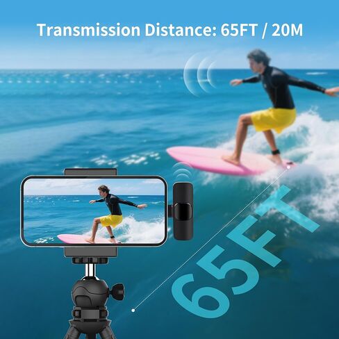 Wireless Microphone for iPhone iPad and Android Phone, 2 Pack Wireless Lavalier Lapel Mic with Noise Reduction, Plug and Play Mini Microphone for Video Recording Interview Podcast YouTube TikTok Vlog in Saudi Arabia