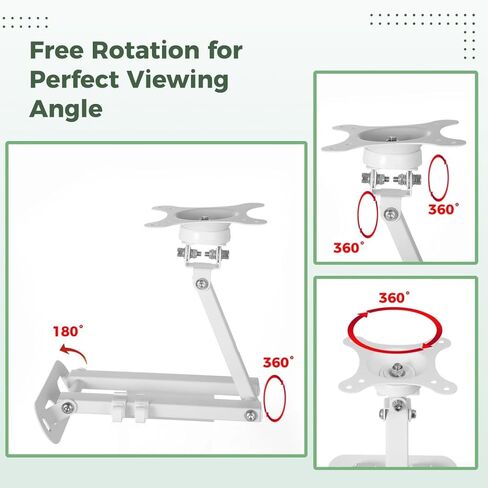 حامل حائط قابل للتعديل لشاشات عرض 15 و15-28 بوصة، دوران وإمالة 360 درجة، امتداد 16.5 بوصة in Kuwait