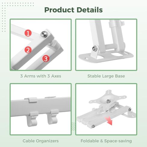 حامل حائط قابل للتعديل لشاشات عرض 15 و15-28 بوصة، دوران وإمالة 360 درجة، امتداد 16.5 بوصة in Kuwait