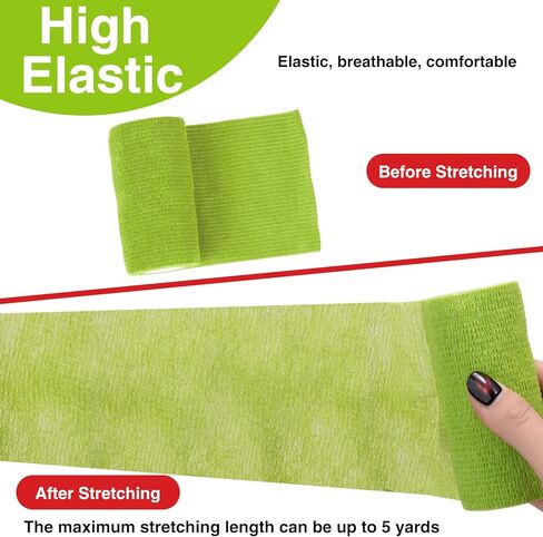غلاف ضمادة ذاتية اللصق، غلاف ضمادة متماسكة مرنة مقاس 4 × 5 ياردات، شريط رياضي ملون، غلاف بيطري، شريط للكاحل، ضمادة متماسكة غير منسوجة، 9 عبوات in Kuwait