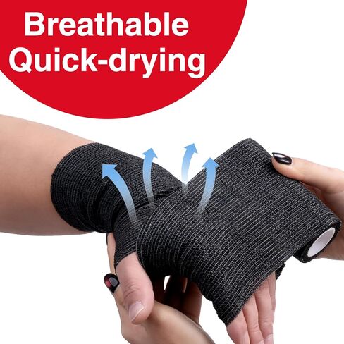 غلاف ضمادة ذاتية اللصق، غلاف ضمادة متماسكة مرنة مقاس 4 × 5 ياردات، شريط رياضي ملون، غلاف بيطري، شريط للكاحل، ضمادة متماسكة غير منسوجة، 9 عبوات in Kuwait