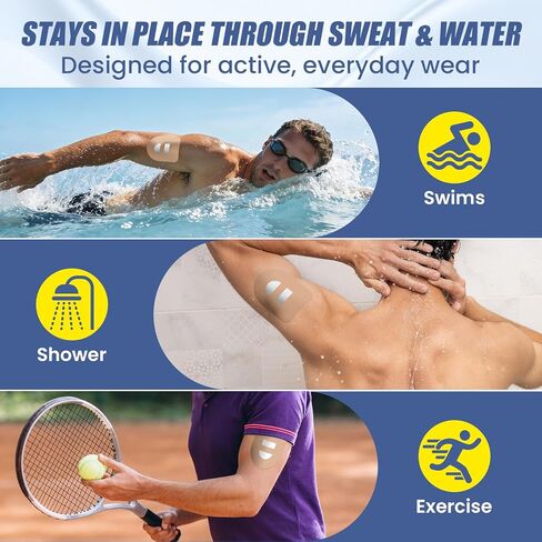 Adhesive Overpatches for Omnipod 5, Waterproof & Sweatproof Patches with Stretchable Middle Strap, Split Backing for Easy Application, 30 PCS Nude Patches in Kuwait