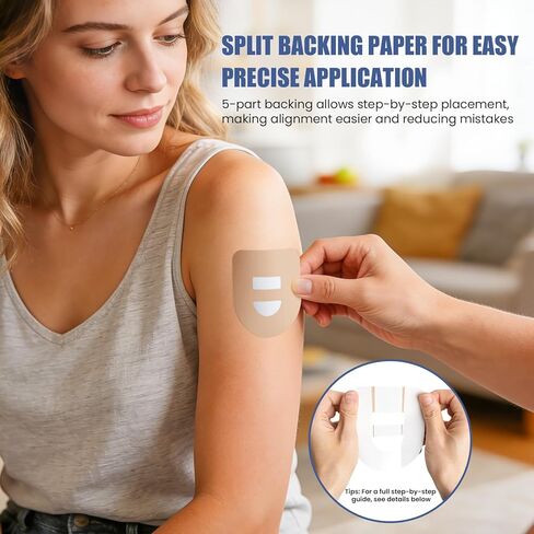 رقعات لاصقة لـ Omnipod 5، رقعات مقاومة للماء والعرق مع حزام متوسط ​​قابل للتمدد، ظهر مقسم لسهولة الاستخدام، 30 قطعة من الرقع العارية in Saudi Arabia