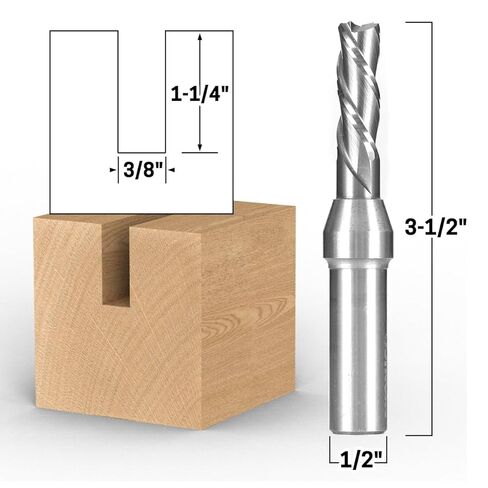 Yonico Downcut Router Bits Spiral 3 Flute Solid Carbide CNC End Mill 3/8-Inch Dia. 1/2-Inch Shank 32349 in Saudi Arabia