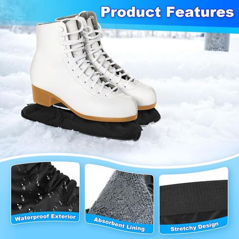 1 Pair Ice Skate Blade Covers with Wipe Towel, Ice Skating Guards Hockey Stick Blade Protector with Cut-Resistance Bottom, Skate Blade Covers for Figure Skates, Ice Skates, Hockey Skates in Kuwait