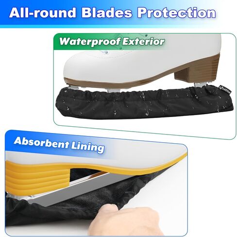 1 Pair Ice Skate Blade Covers with Wipe Towel, Ice Skating Guards Hockey Stick Blade Protector with Cut-Resistance Bottom, Skate Blade Covers for Figure Skates, Ice Skates, Hockey Skates in Kuwait