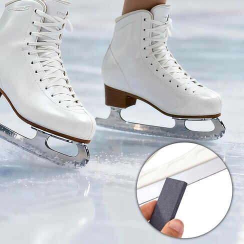 2pcs Ice Skate Sharpening Stones, 10x2.5x0.6cm/3.94x0.98x0.24in Fine Grit Hockey Figure Skate Hand Stone Sharpener with PU Case Professional Maintenance Tool Accessories for Sharpening Blades in Saudi Arabia