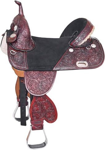 HILASON Western Horse Treeless Trail Barrel Saddle American Leather Tan | Horse Saddle | Western Saddle | Treeless Saddle | Saddle for Horses | Horse Leather Saddle in Saudi Arabia